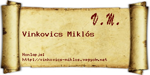 Vinkovics Miklós névjegykártya